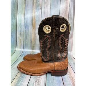 JM Western Cowboy Boots Brown Leather Square Toe Men's Size 12D Texas